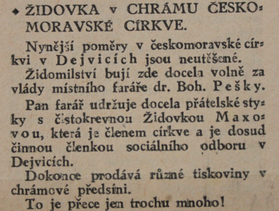Ispirativní otevřenost věřících Církve československé (husitské) k pronásledovaným Židům